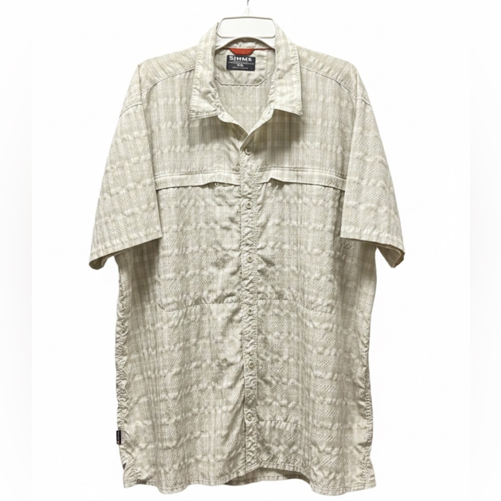Simms Stone Cold SS Fishing Shirt XXL EUC Mist Plaid